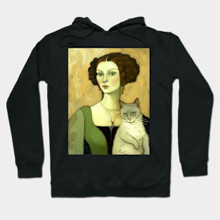 A woman with her cat Hoodie